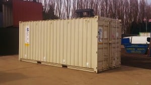 Storage container painted beige