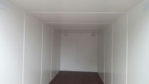 inside 20ft container conversion lined internal walls and ceiling