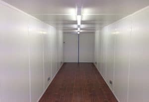inside 40ft container with electrics and fully lined