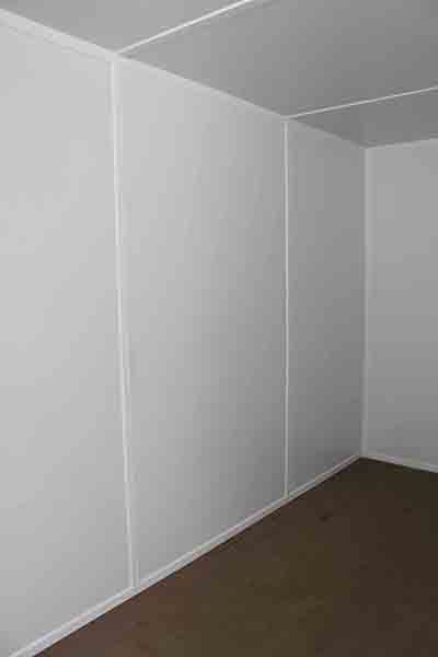 internal container walls lined in white 15mm boarding