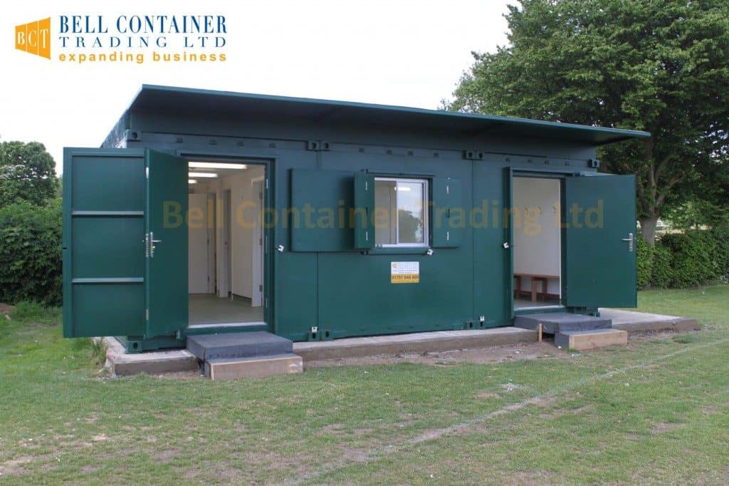 shipping container club house changing room cricket club