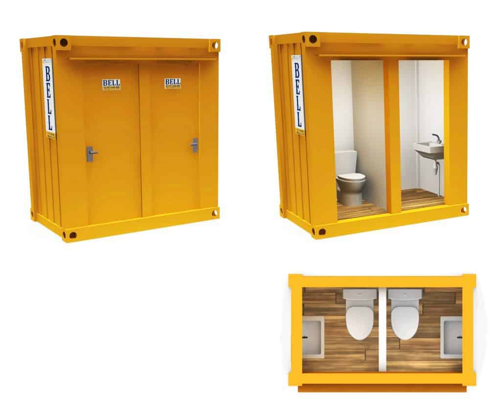 8'x 5' double mains toilet from hire fleet