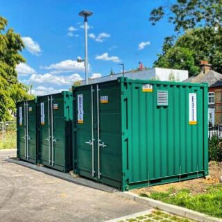 A trio of #10ft #storagecontainers on site serving a busy #maintenancedepot #storagespace #instantspace #shippingcontainer #shippingcontainers #containerlove #containergram #RAL6005 #mossgreen #blueskies #selfstorage #storagesolutions #containers #container #BellContainer